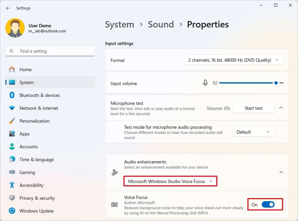Hiệu ứng micro trên Windows 11