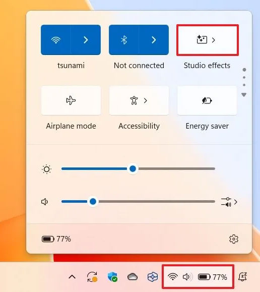 Dùng Studio Effects Windows 11