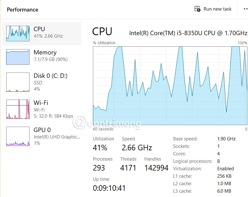 Kiểm tra máy tính có NPU qua Performance