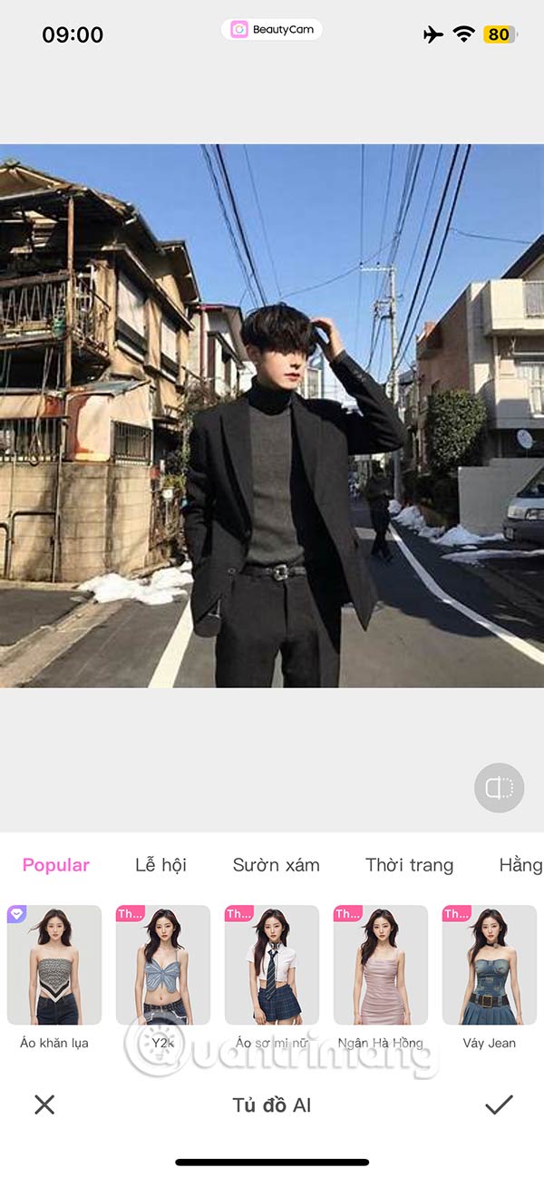 Tủ đồ AI trên BeautyCam