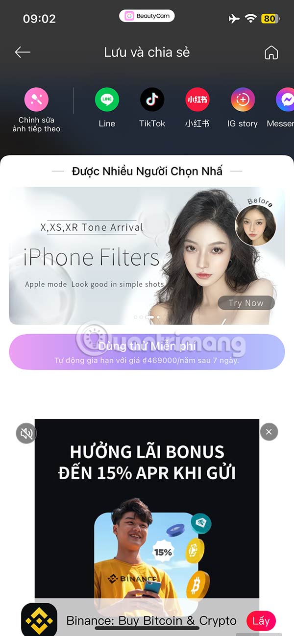 Tải hình ảnh trên BeautyCam