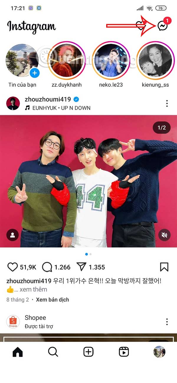 Nhắn tin Instagram