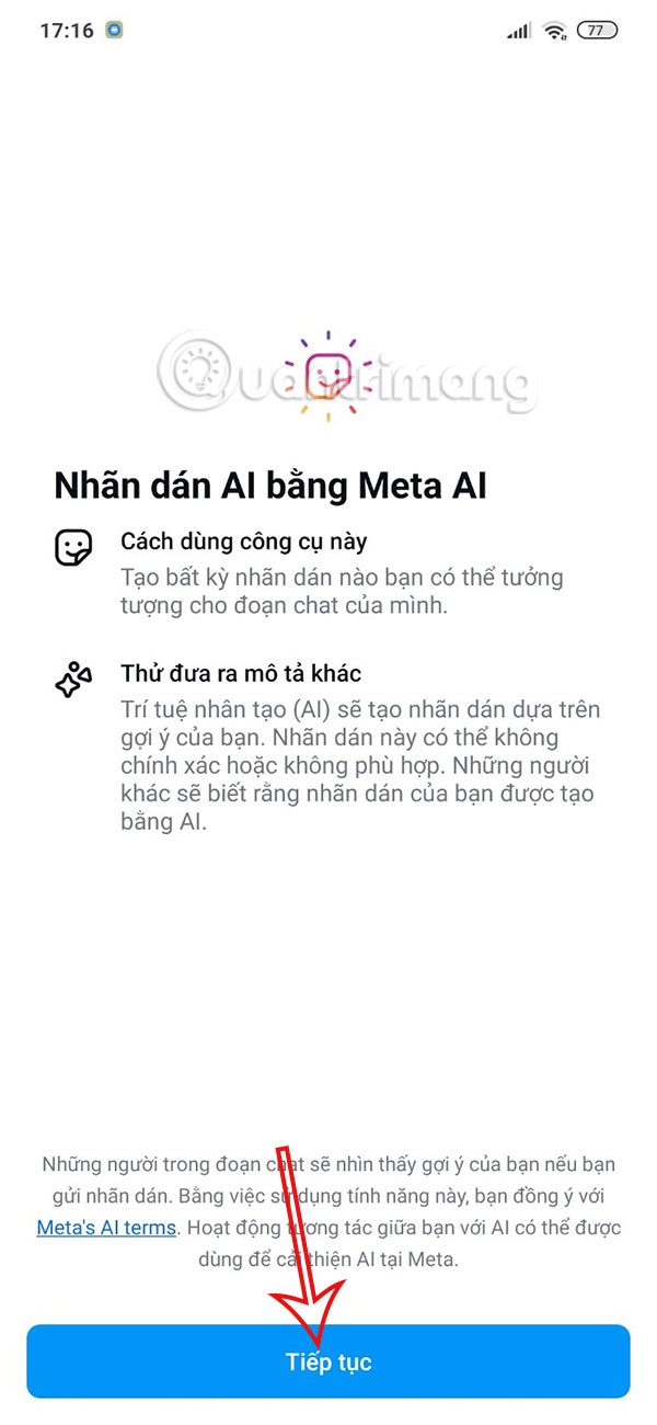 Gửi sticker Instagram