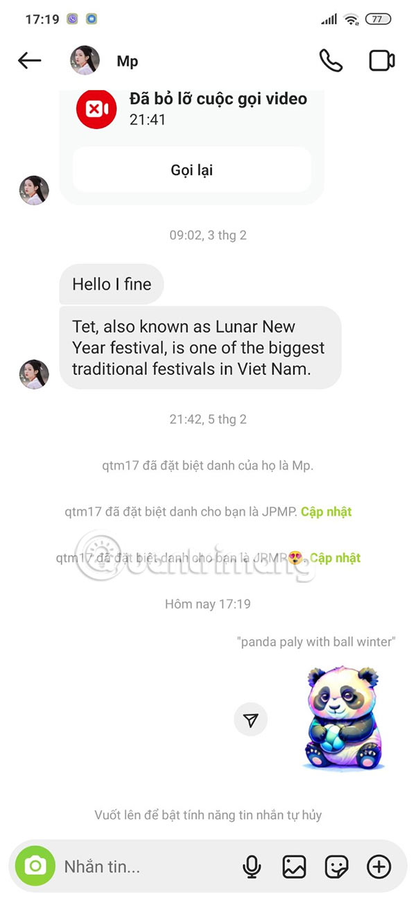 Gửi sticker AI trên Instagram