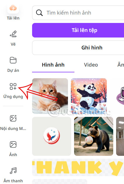 Ứng dụng trên Canva 