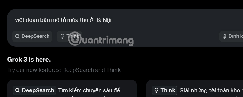 Nhập yêu cầu trong Grok 3 