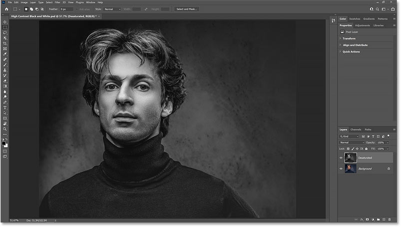 Hình ảnh đen trắng sử dụng lệnh Desaturate của Photoshop