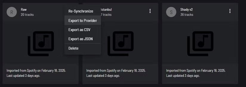 Tùy chọn danh sách phát trong Playlists.cloud