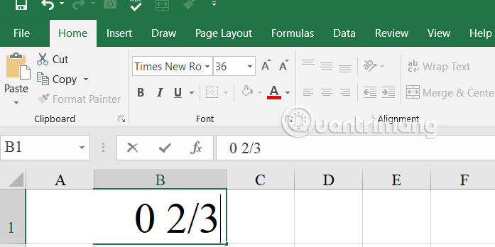 Hiển thị phân số trong Excel 