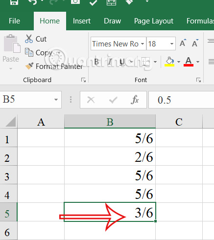 Không đổi phân số sang rút gọn trong Excel 