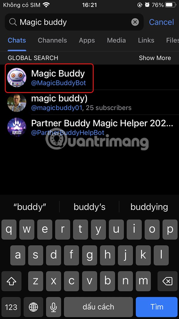 Sử dụng chatbot MagicBuddy Telegram 