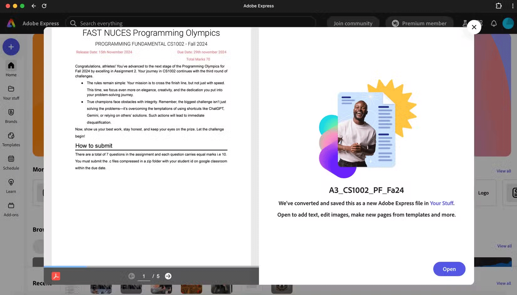 Tính năng Edit PDF của Adobe Express
