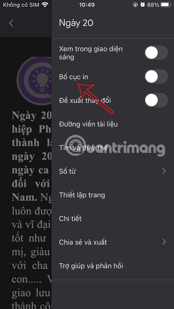 Bố cục in Google Docs