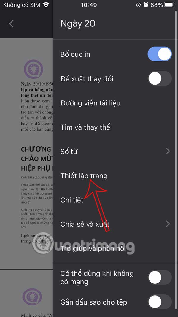 Thiết lập trang