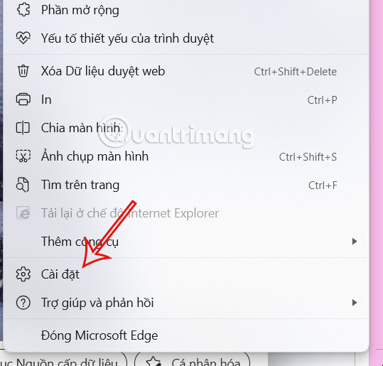 Cài đặt trên Edge 