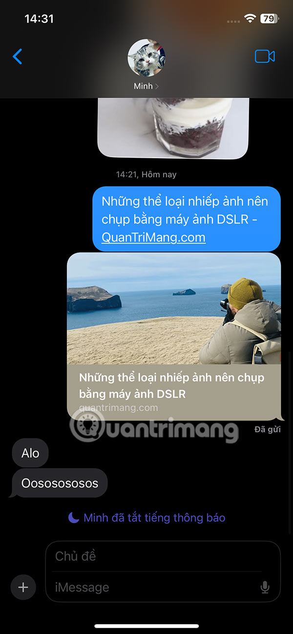 Nội dung chia sẻ tin nhắn iPhone