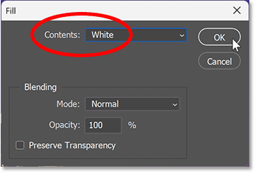 Đặt Contents thành White