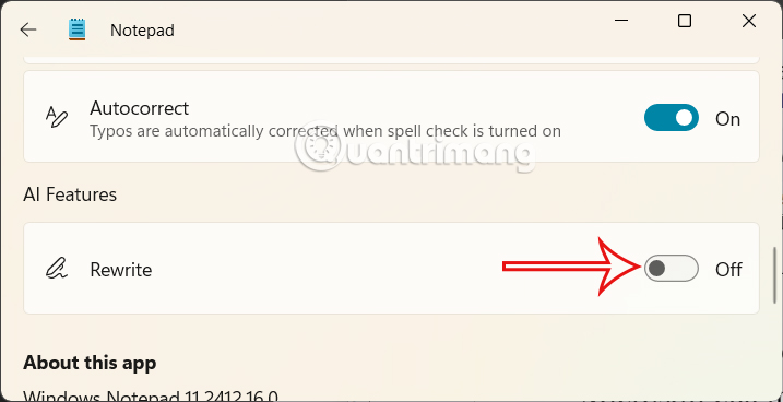 Tắt Rewrite Notepad