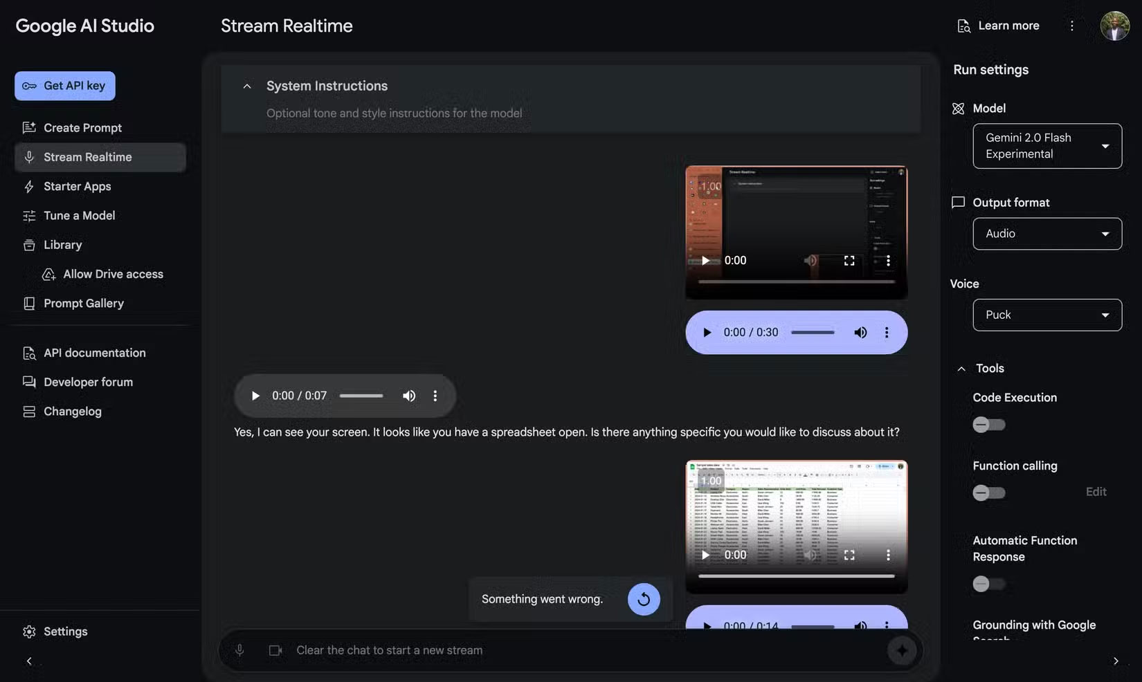 Tương tác trực tiếp với Gemini bằng tính năng Stream Realtime trong AI Studio