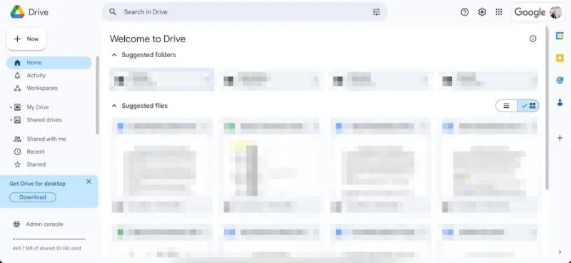 Giao diện Google Drive