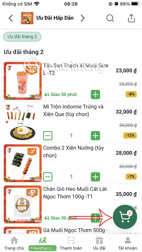 Giỏ hàng trên 7-Eleven