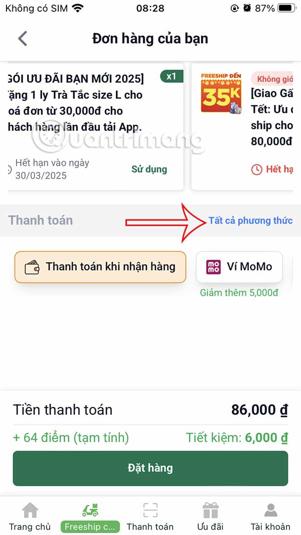 Chọn phương thức thanh toán