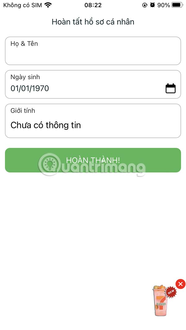 Điền thông tin cá nhân