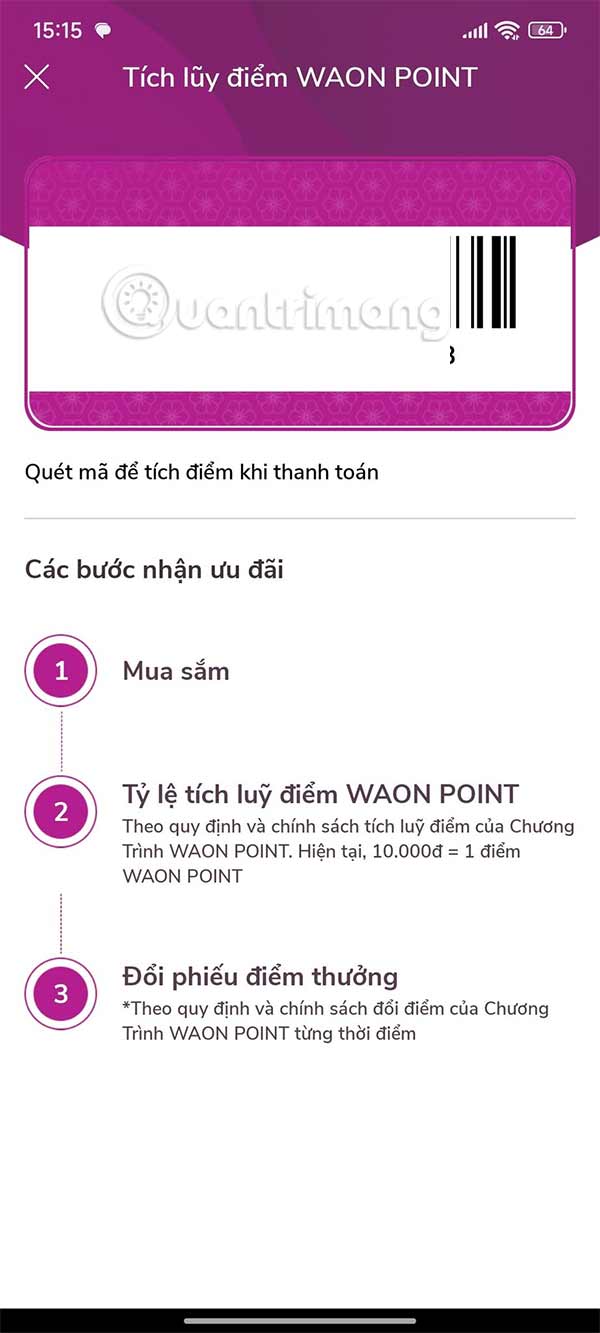 Tích điểm trên AEON VietNam