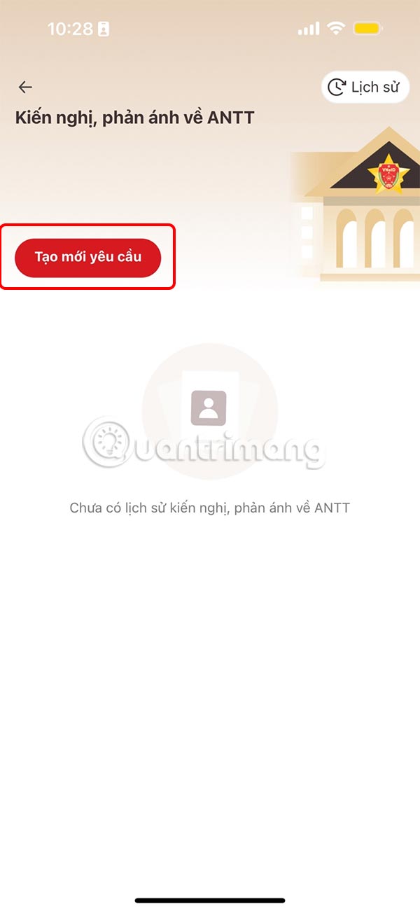 Tạo yêu cầu phản ánh lừa đảo trên VNeID