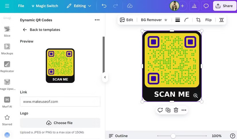 Tạo mã QR động trong Canva