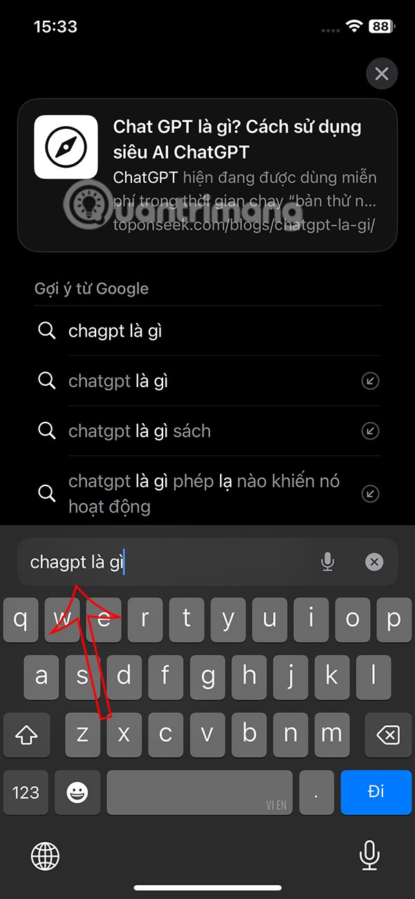 Tìm kiếm trên Safari