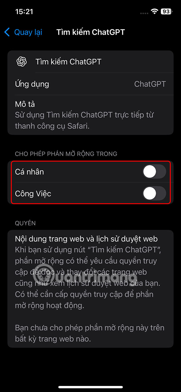 Dùng ChatGPT trên Safari