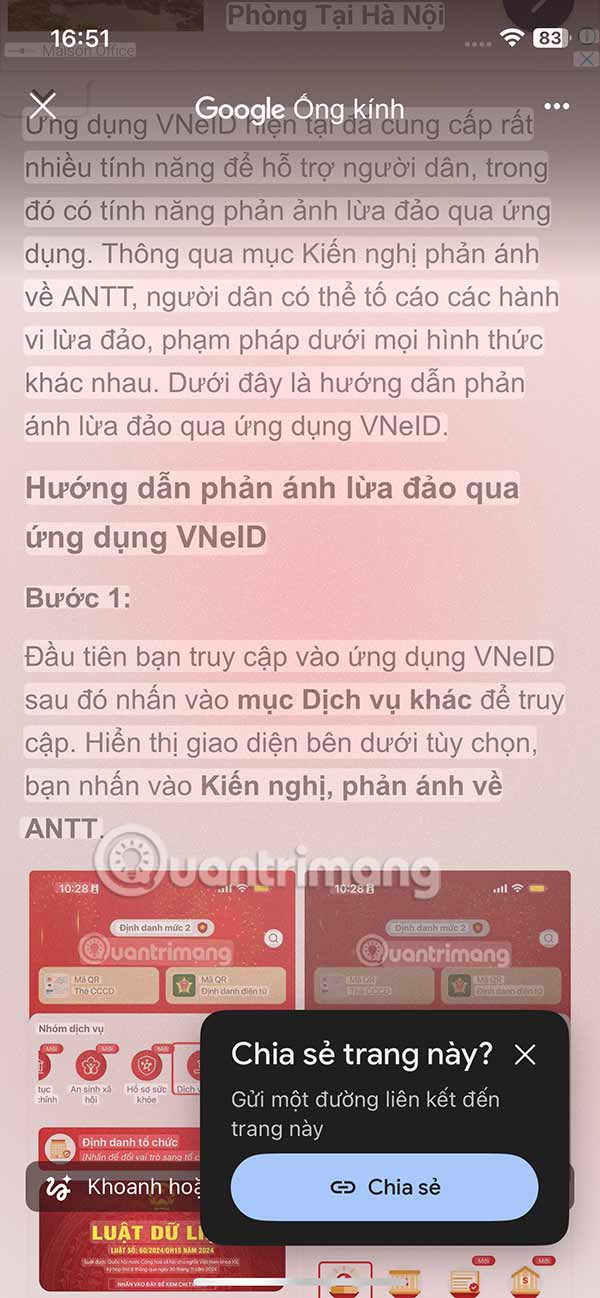 Sử dụng Google lens