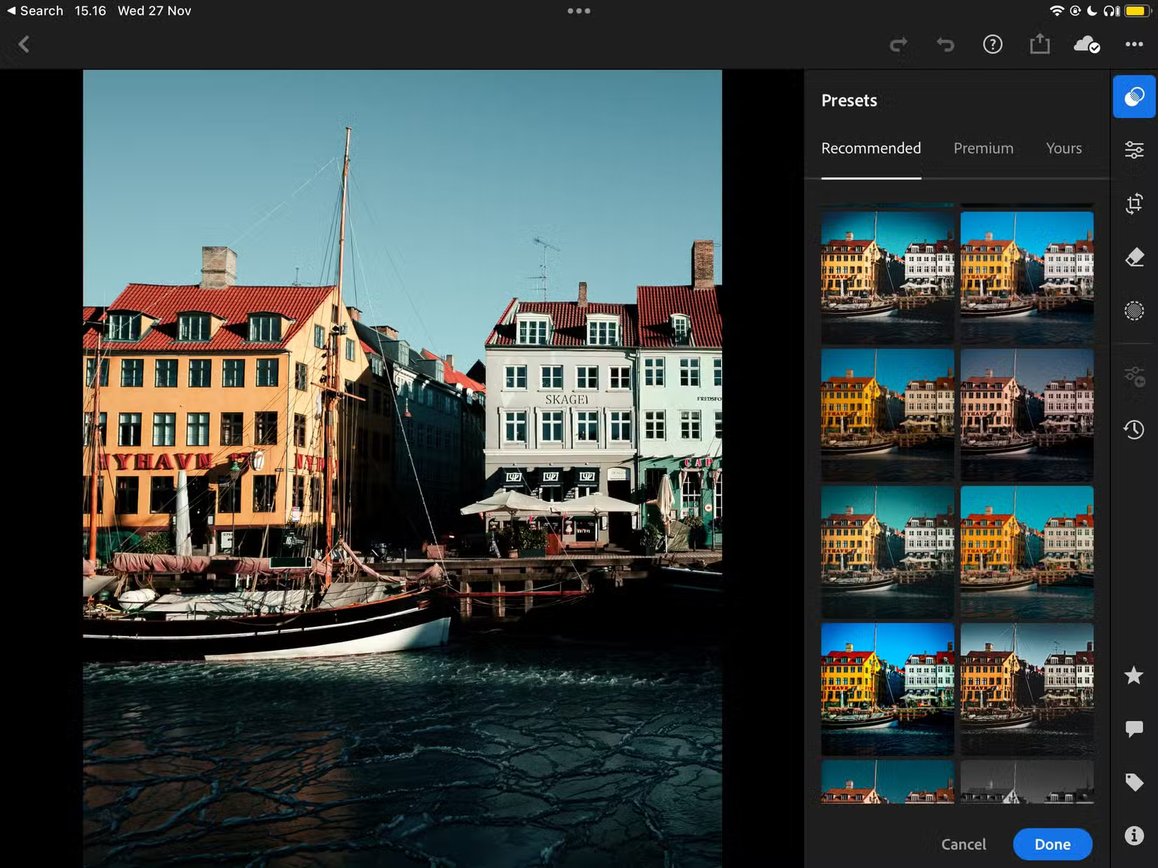 Sử dụng cài đặt preset được đề xuất trong Adobe Lightroom