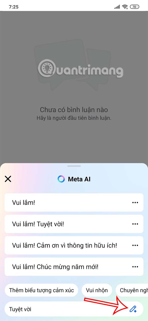 Chủ đề bình luận gợi ý từ Meta AI