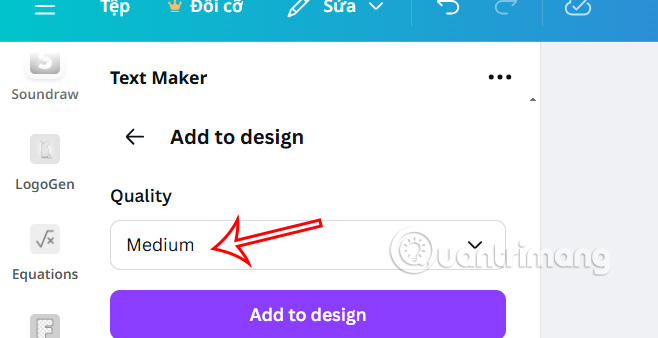 Chọn chất lượng chữ 3D trên Canva