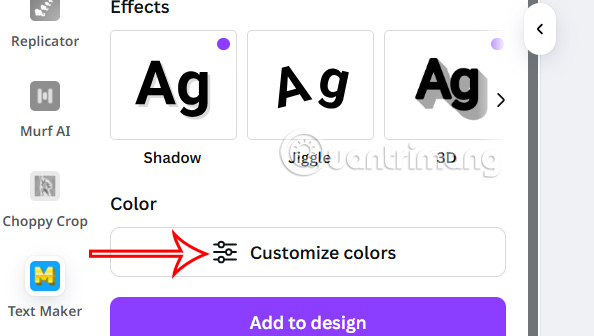 Chỉnh màu chữ 3D trên Canva