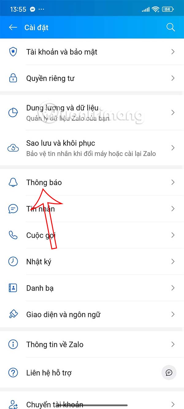 Chỉnh Thông báo Zalo