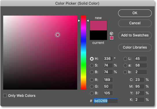 Chọn màu cho hiệu ứng đơn sắc từ Color Picker của Photoshop.