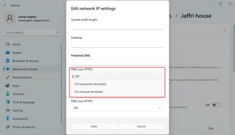 Bật DNS over HTTPS (DoH)