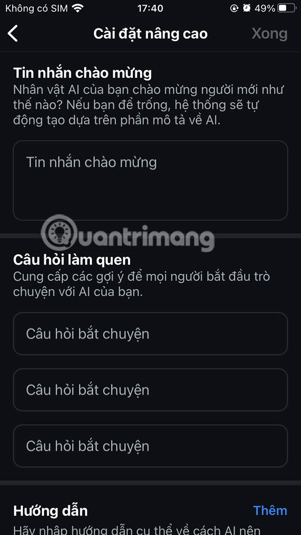Chỉnh cài đặt