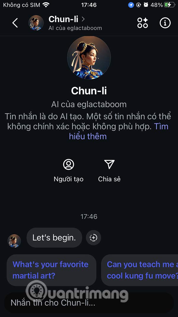 Chat với nhân vật AI
