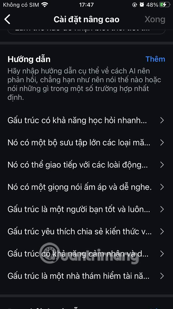 Chỉnh nội dung phản hồi