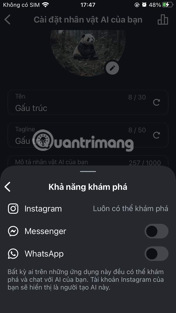 Tìm kiếm nhân vật AI