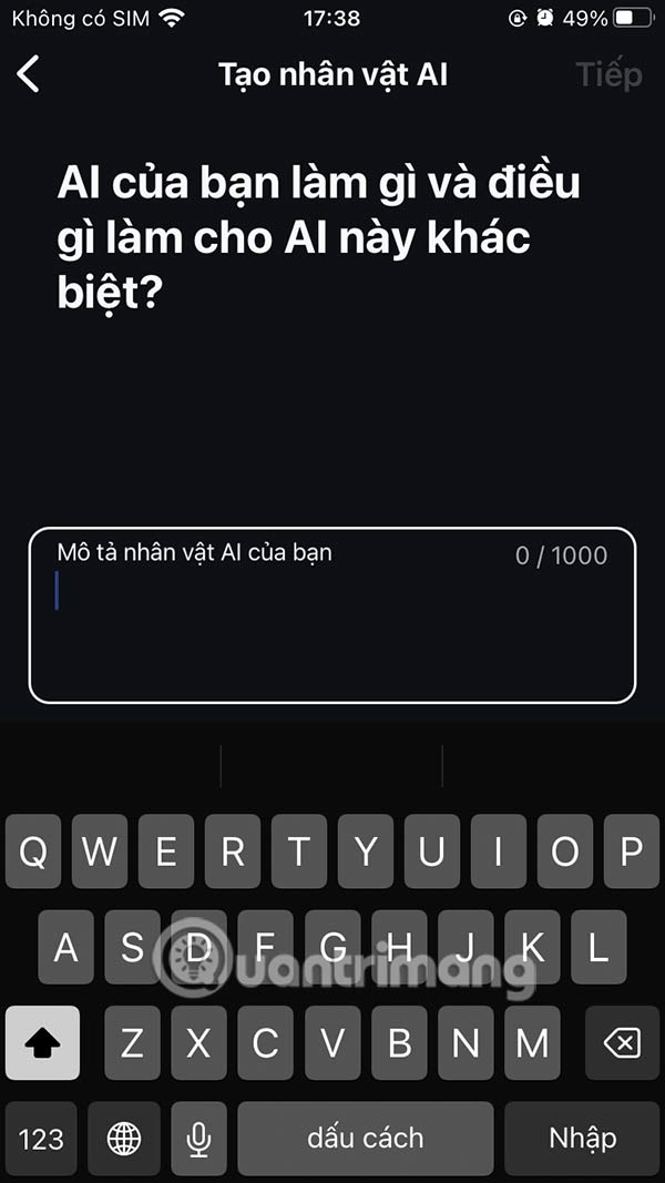 Nhập mô tả nhân vật AI