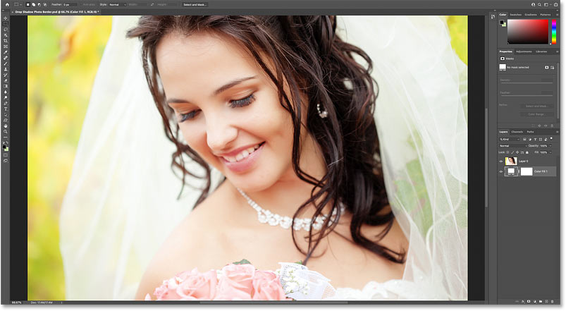 Bức ảnh một lần nữa hiển thị trong tài liệu Photoshop