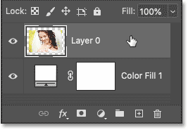 Chọn layer hình ảnh trong bảng Layers của Photoshop