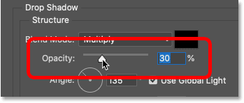 Làm sáng bóng đổ bằng cách hạ giá trị Opacity.