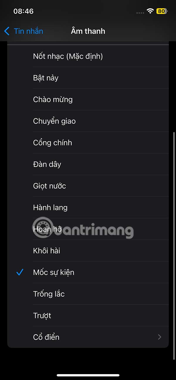 Chọn âm báo tin nhắn iPhone