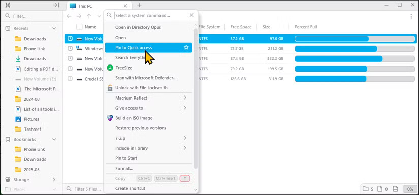 Menu chuột phải trên File Explorer trong Windows 11